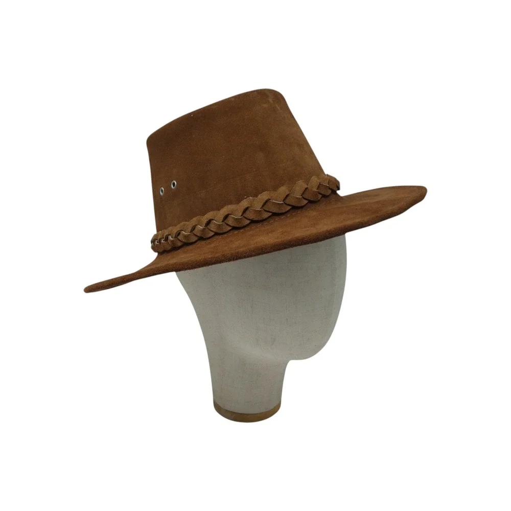 Country Leather Australian Original Outback Hat Unisex Medium Brown Suede